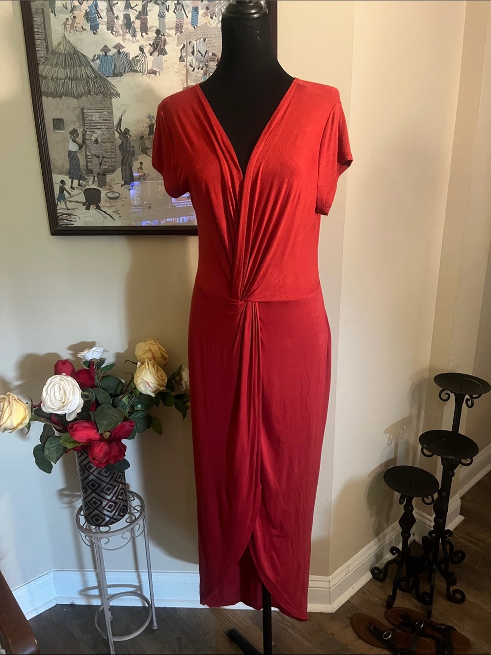 Rolla Coster Red Twist-Front Maxi Dress